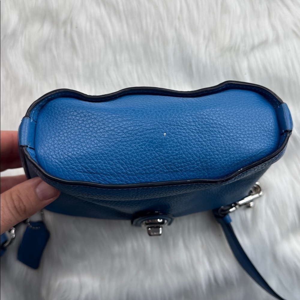 Coach C2814 Addie Pebble Leather Crossbody Bag SV/Vivid Blue crossbody purse - Picture 7 of 10